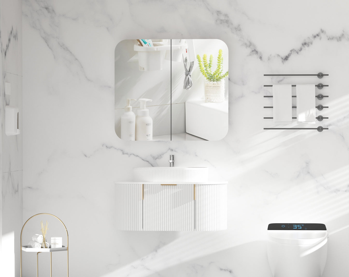 C-9080RSMW Grand Matte White Rectangular Wall Mounted Shaving Cabinet