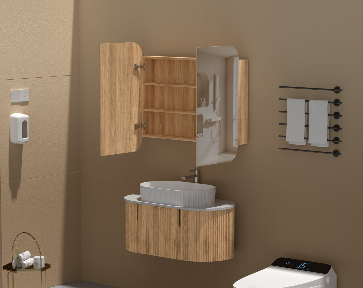 C-9080RSWA Grand Matte Melamine Grand Walnut Wall Mounted Shaving Cabinet