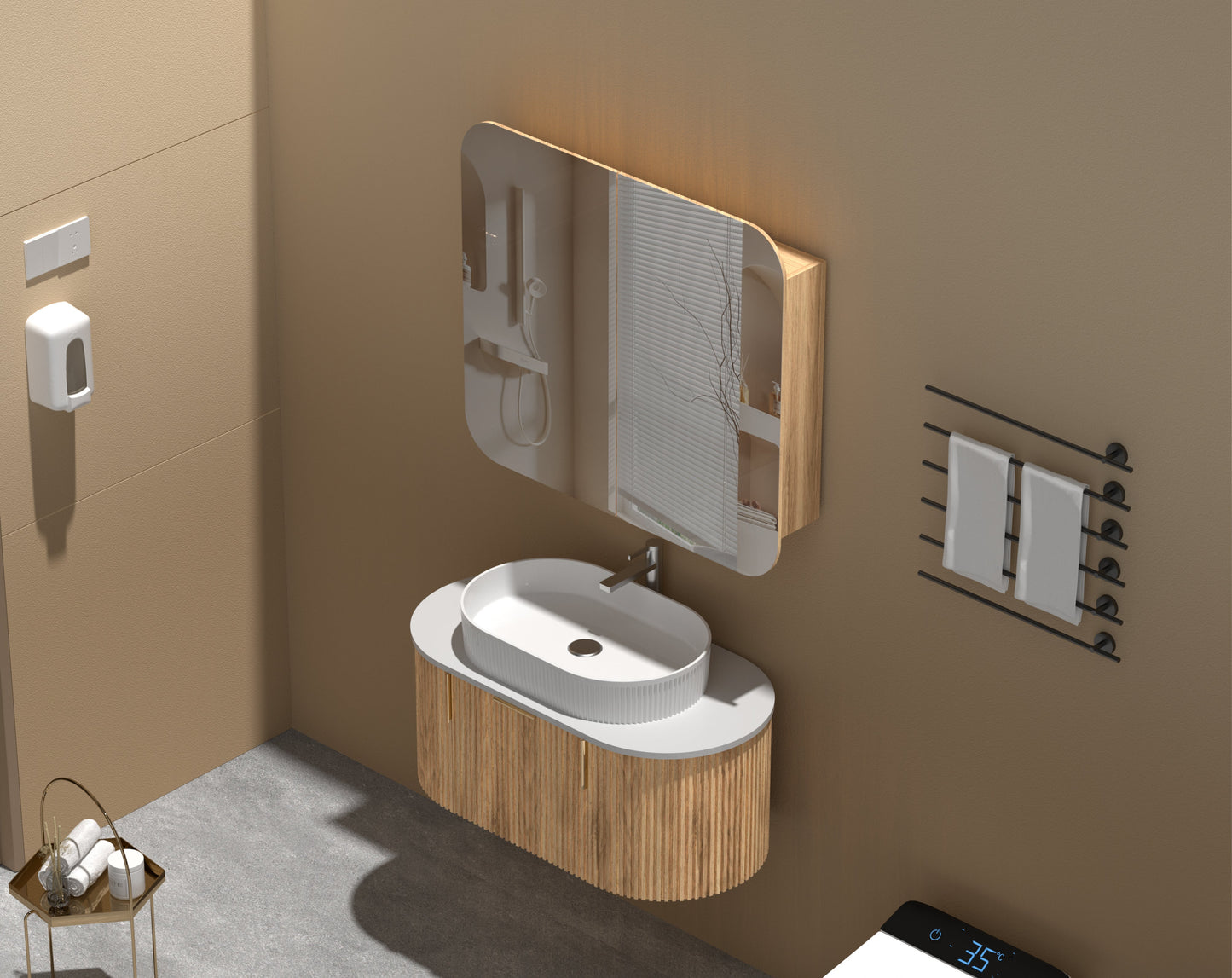 C-9080RSWA Grand Matte Melamine Grand Walnut Wall Mounted Shaving Cabinet