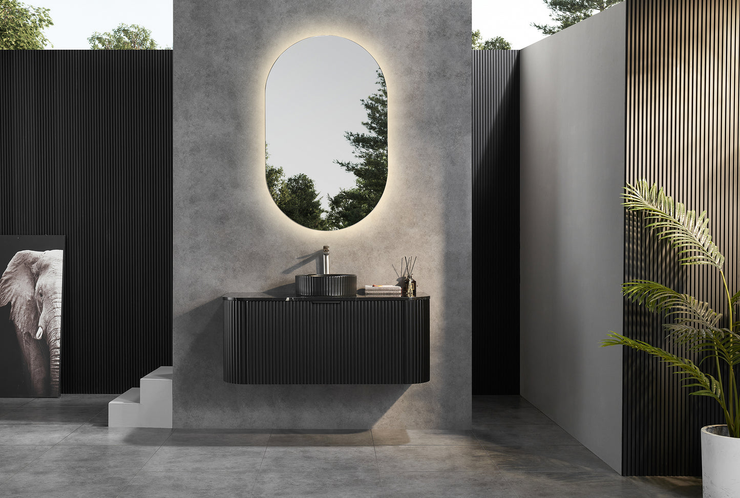 CA1200W-MB Avalon Matte Black Rectangular Wall Mounted Vanity