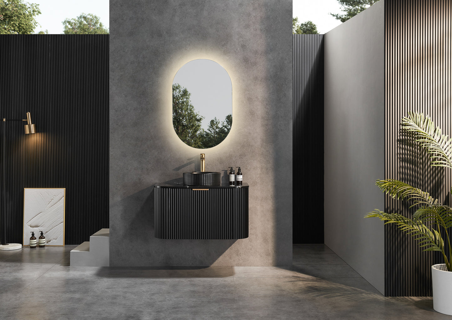 CA900W-MB Avalon Matte Black Rectangular Wall hung Vanity