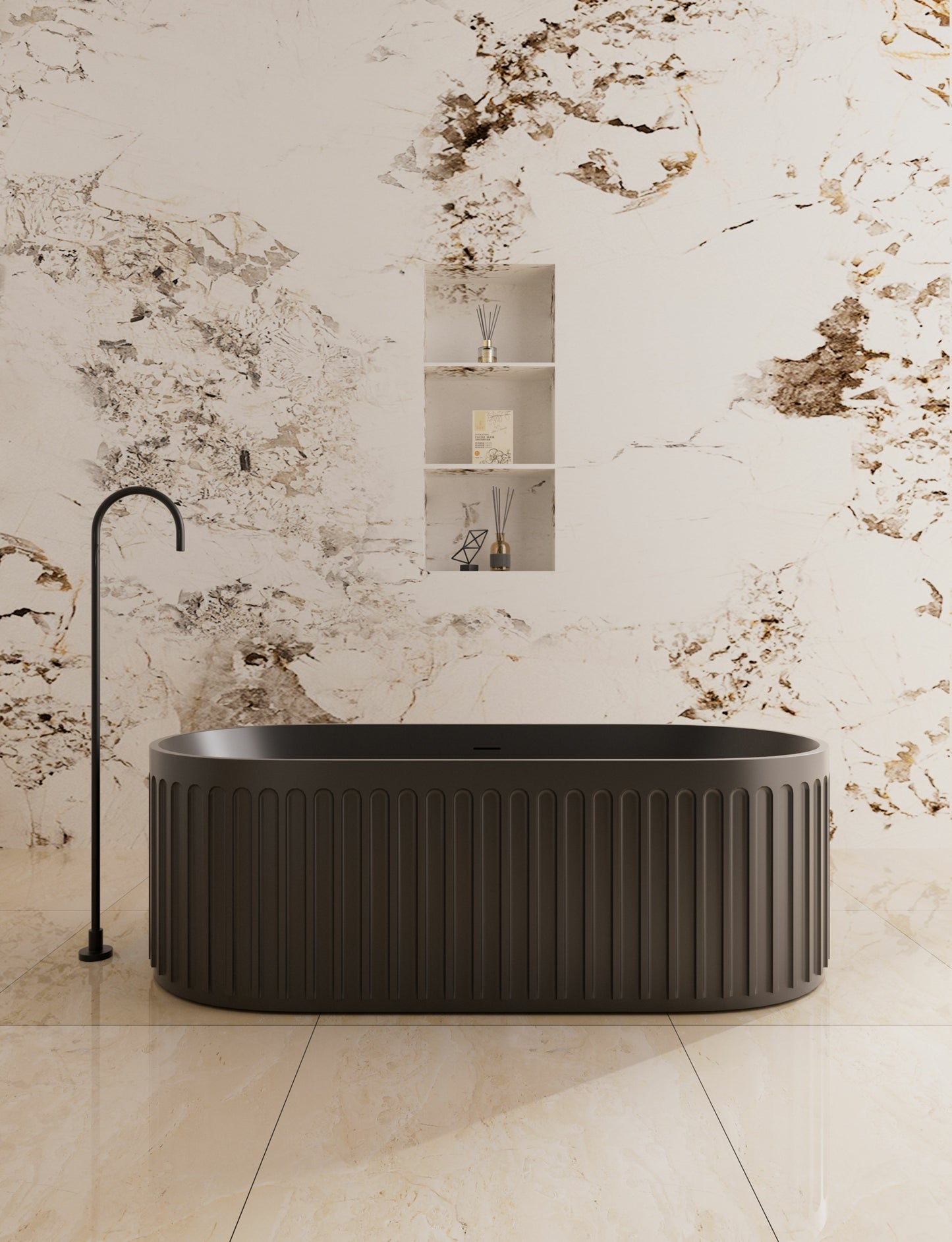 CABT1700MB Cascade Matte Black Free Standing Bathtub