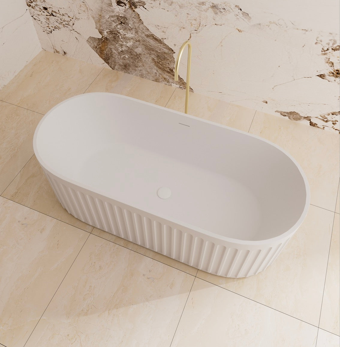CABT1700MW Cascade Matte White Oval Free Standing Bathtub