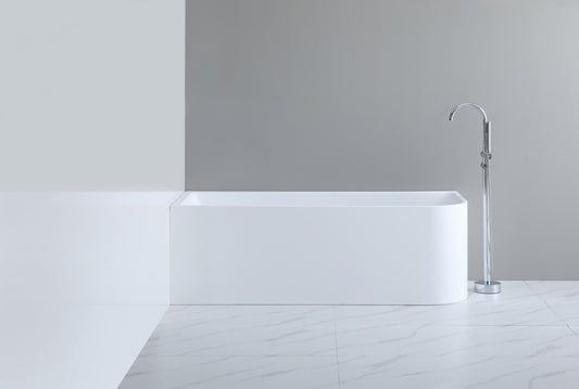 CBT1400L-580 Casey Gloss White Corner Back to Wall, Corner Bathtub