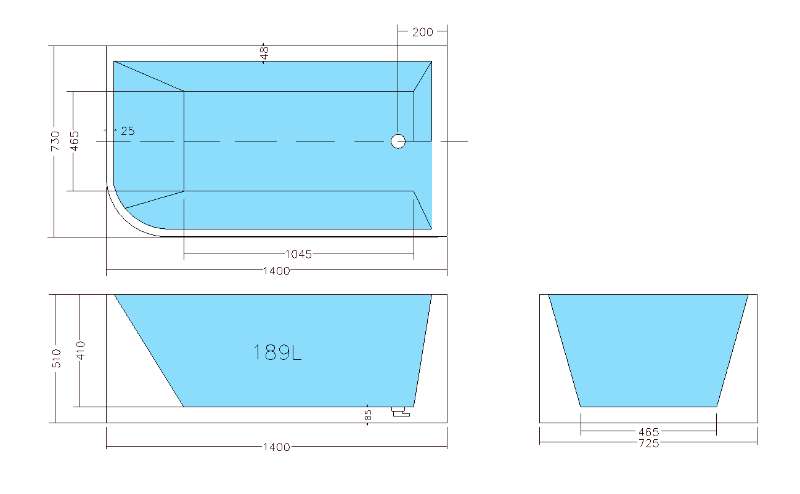 CBT1400R-510 Casey Right Corner Back to Wall, Right Corner Bathtub