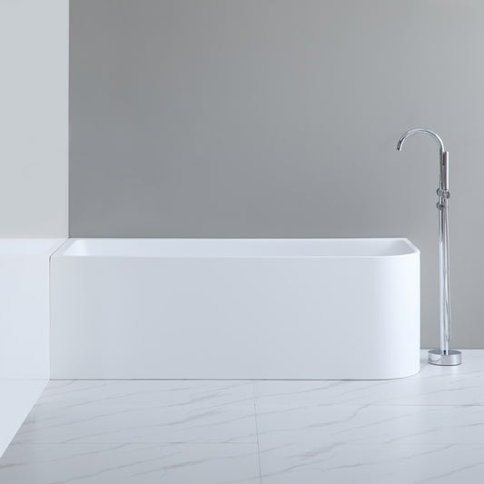 CBT1500LMW-580 Casey Matte White Right corner Back to Wall, Corner Bathtub