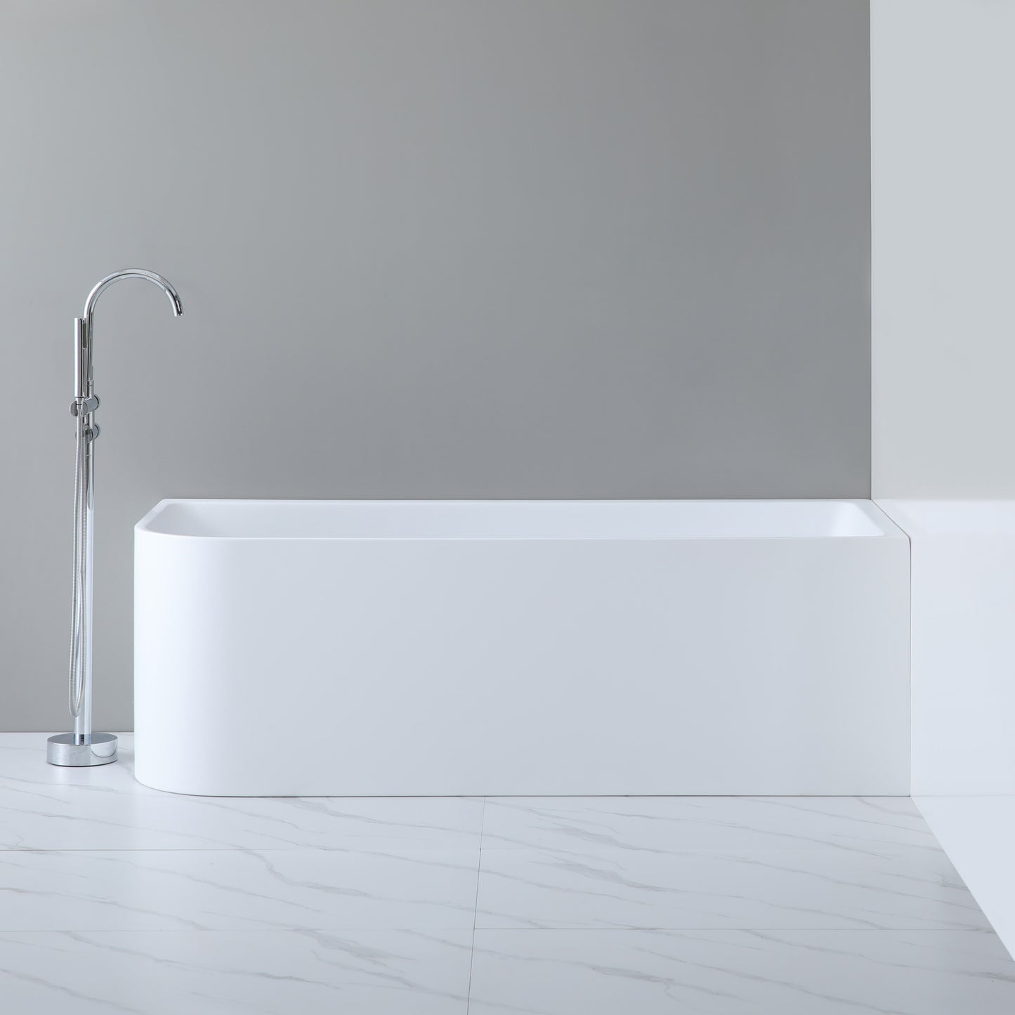 CBT1500R-510 Casey Gloss White Corner Back to Wall Bathtub