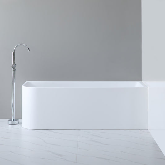 CBT1500RMW-580 Casey Matte White Right corner Back to Wall, Corner Bathtub