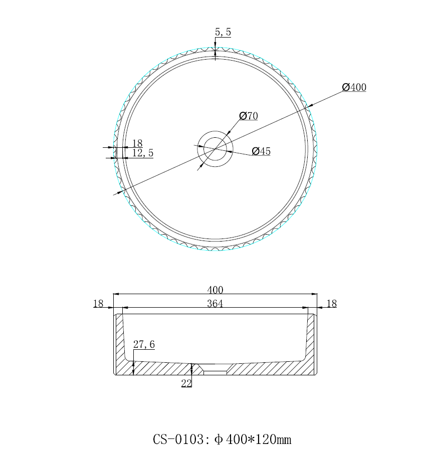 CCB-1 Matte White Round Above Counter Basin