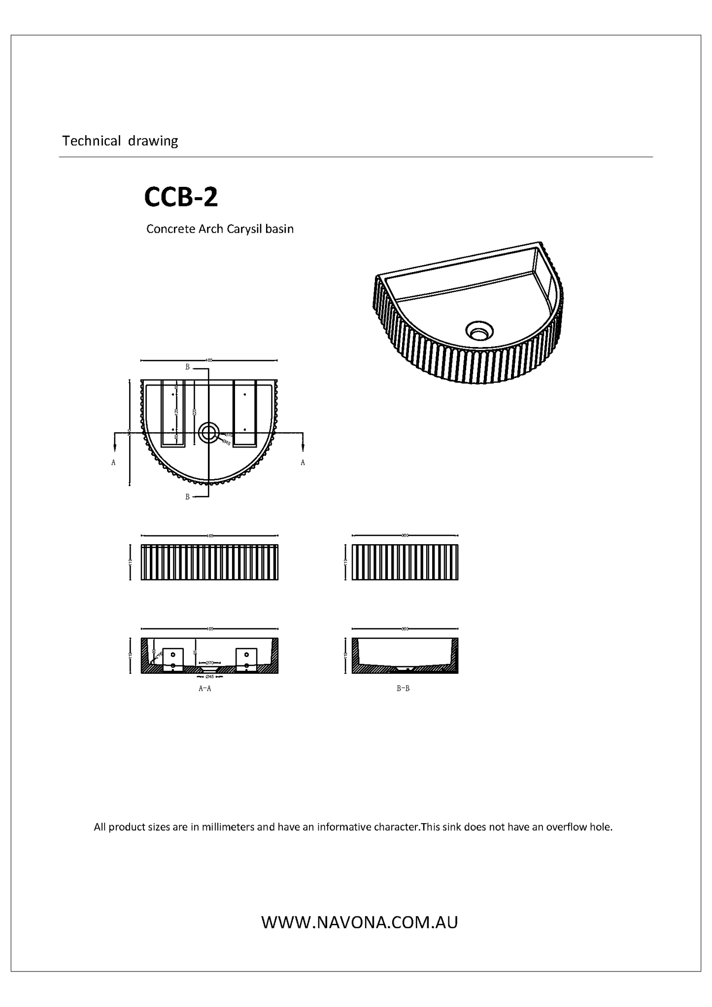 CCB-2 Fluted White Above Counter Basin