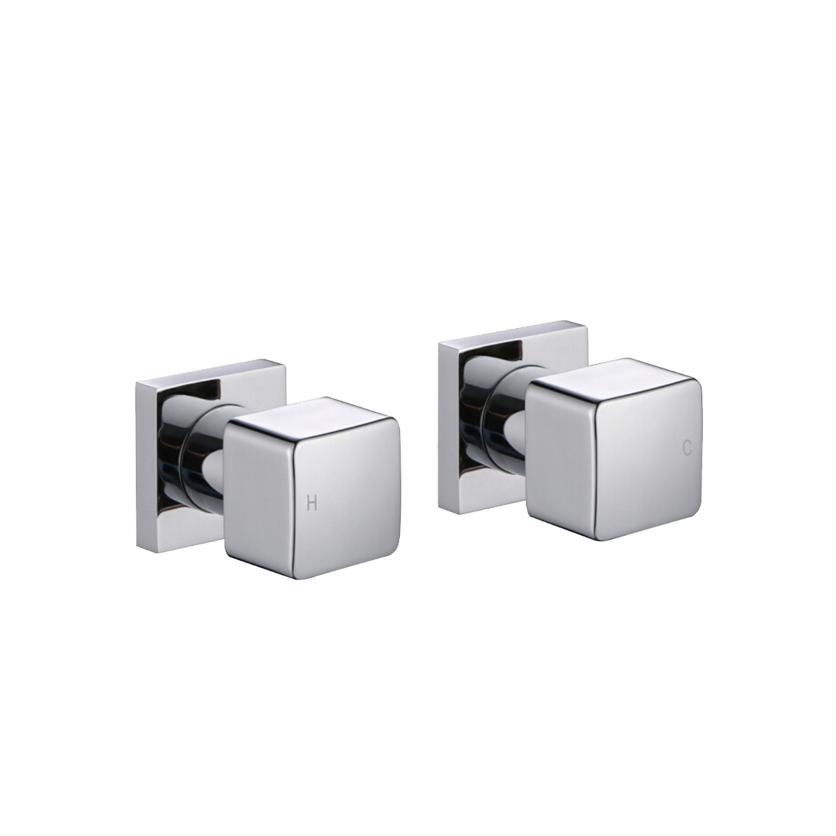 CH0001.ST Chrome, Polished Chrome Cubic Wall Mounted Shower Taps