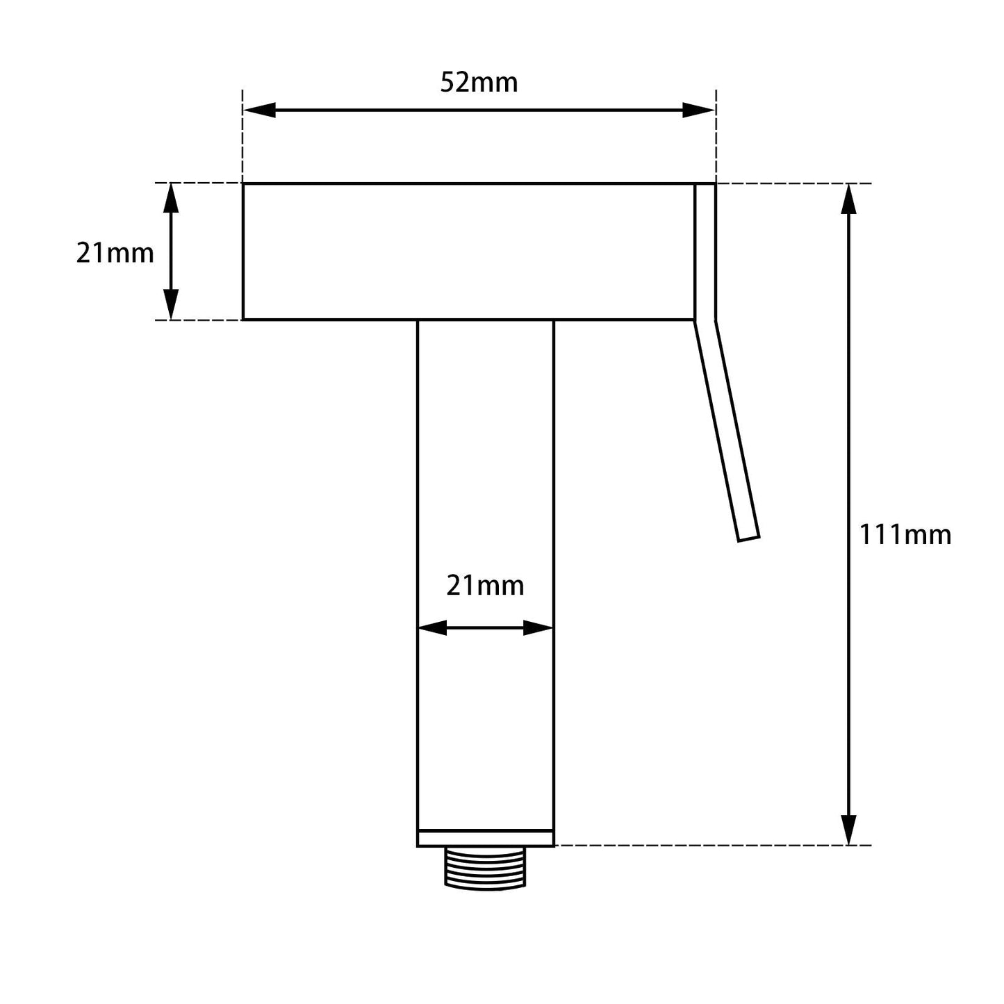 CH0009E.SH Chrome, Polished Chrome Square Wall Mounted Bidet Spray