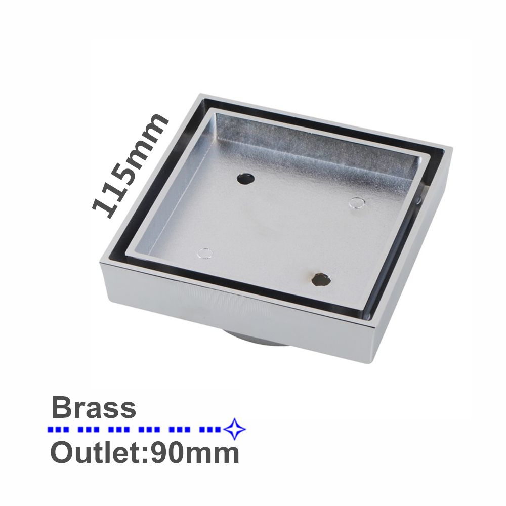 CH002.FD Chrome, Polished Chrome Square Floor-mounted Floor Waste