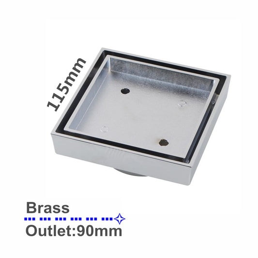 CH002.FD Chrome, Polished Chrome Square Floor-mounted Floor Waste