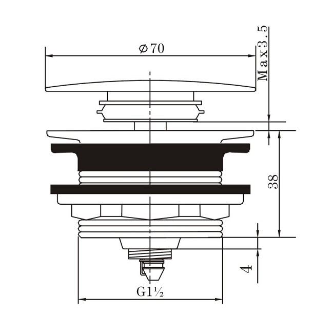 CH002.TWN Chrome, Polished Chrome Round Pop Up Waste