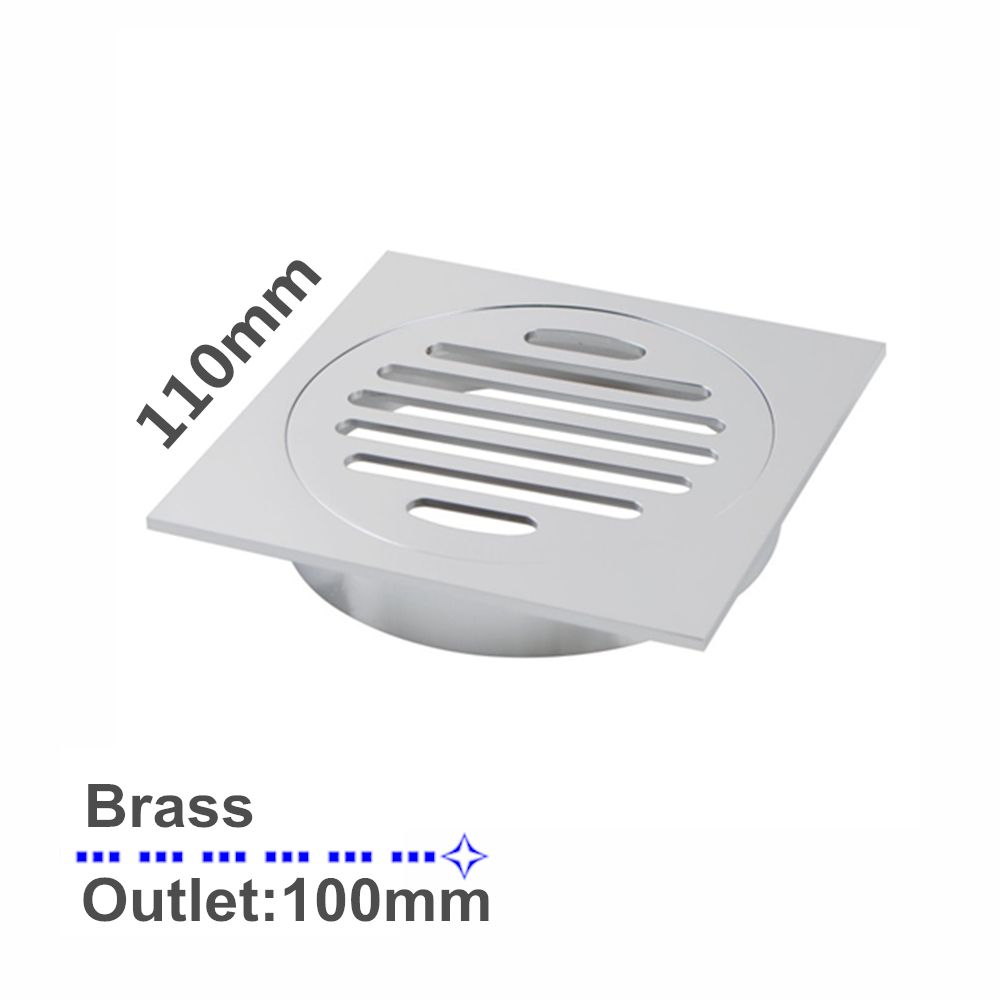 CH004.FD Chrome, Polished Chrome Square Floor-mounted Floor Waste