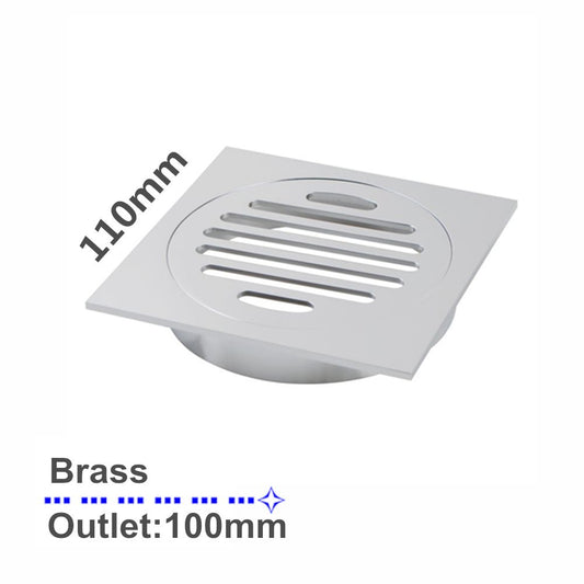 CH004.FD Chrome, Polished Chrome Square Floor-mounted Floor Waste