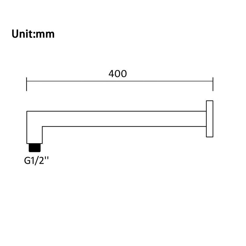 CH0104.SA Chrome, Polished Chrome Square Wall Mounted Shower Arm