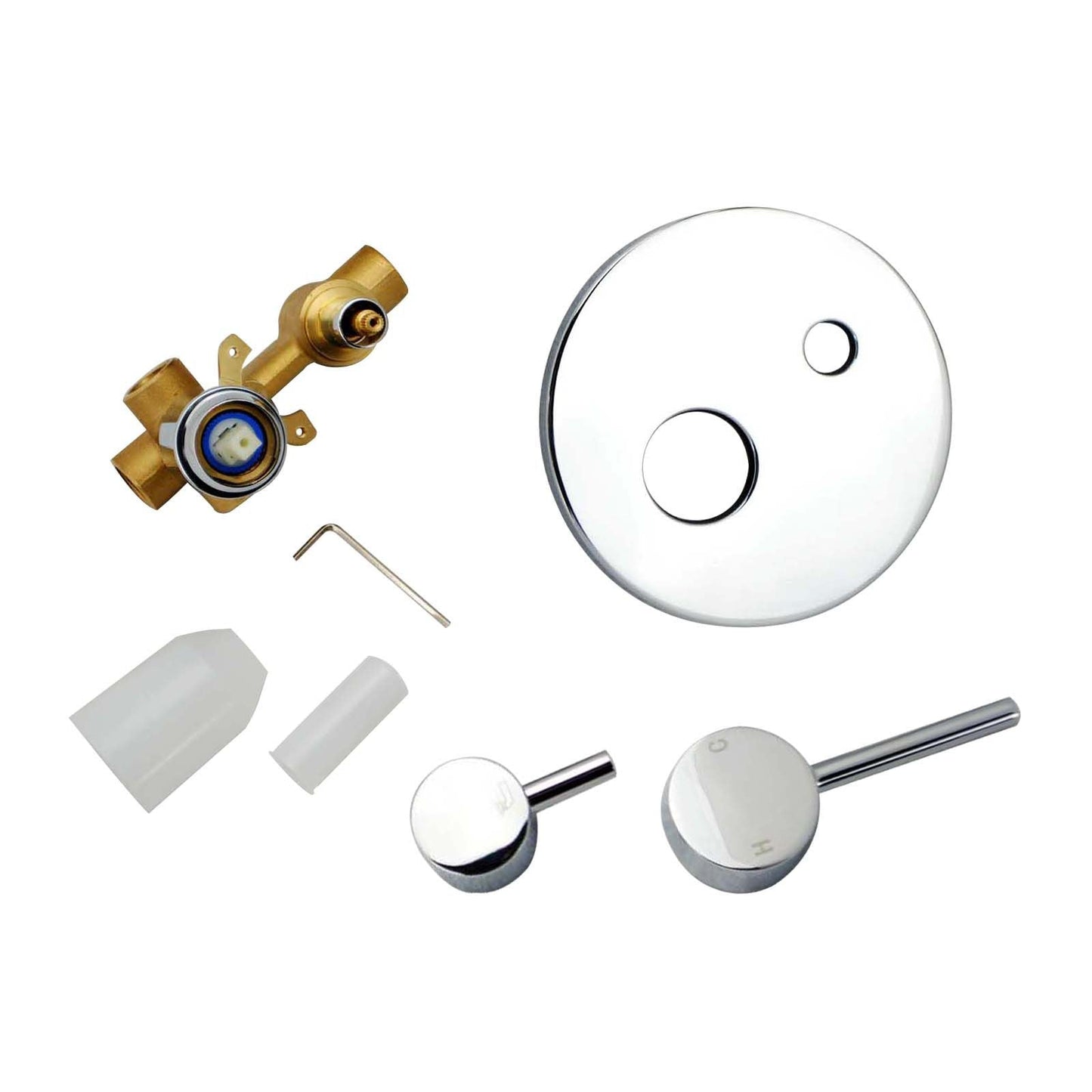 CH0125-2.ST LUCID PIN Chrome, Polished Chrome Round Wall Mounted Mixer Diverter
