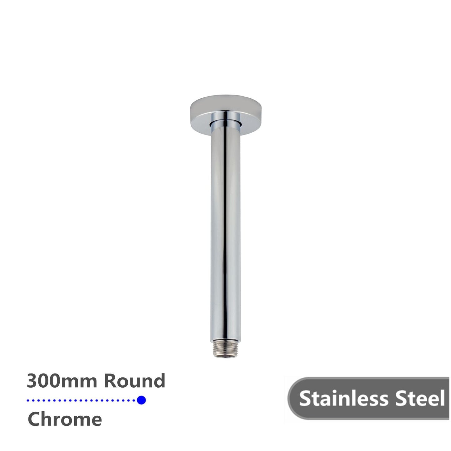 CH0125.SA Chrome, Polished Chrome Round Ceiling Mount Shower Arm