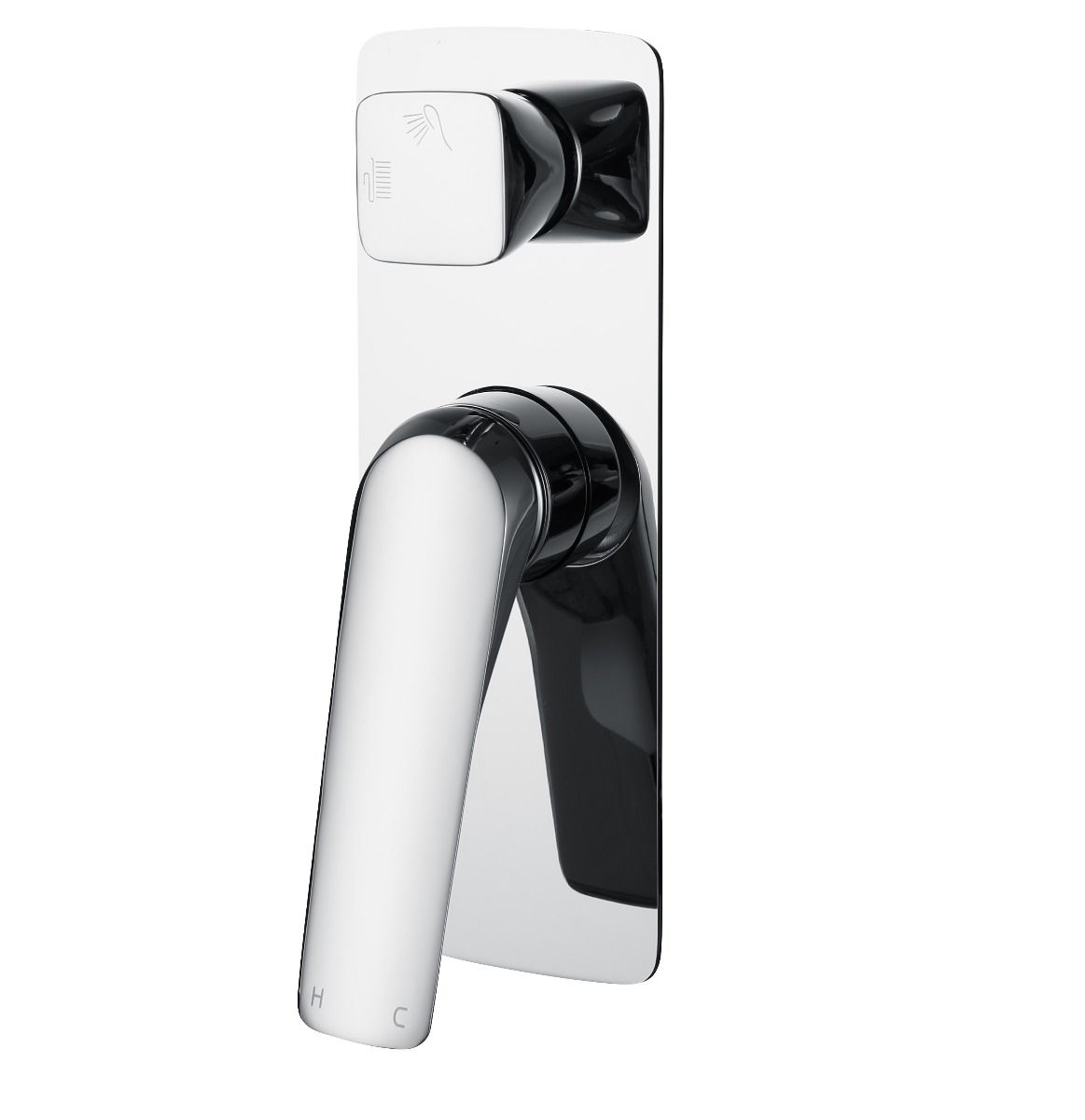 CH0166.ST AU Chrome, Polished Chrome Square Wall Mounted Wall Mixer