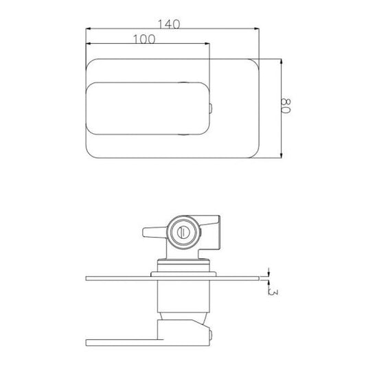CH0226-2.ST Chrome, Polished Chrome Square Wall Mounted Wall Mixer
