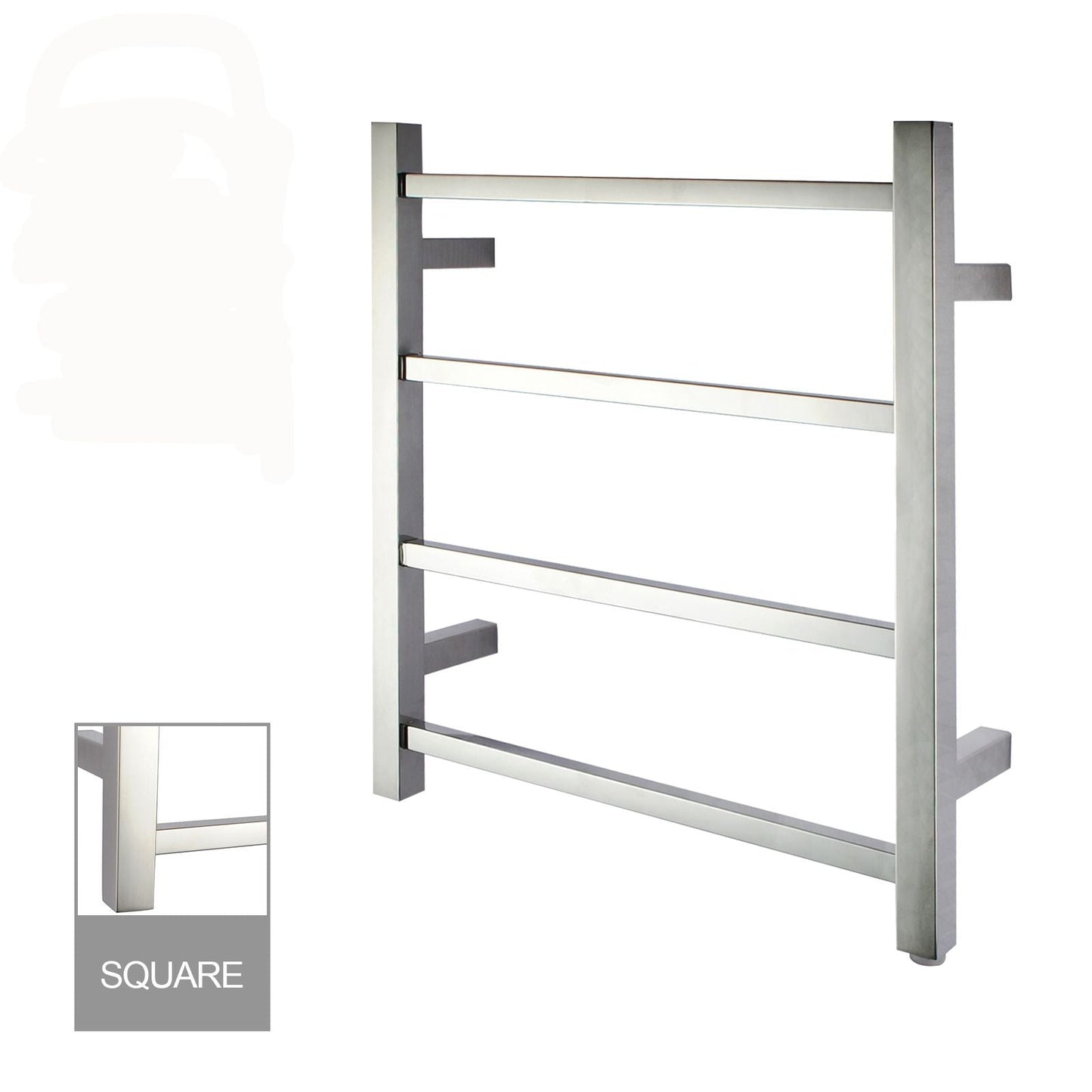 CH04.S.HTR Chrome, Polished Chrome Square Wall Mounted Towel Warmer