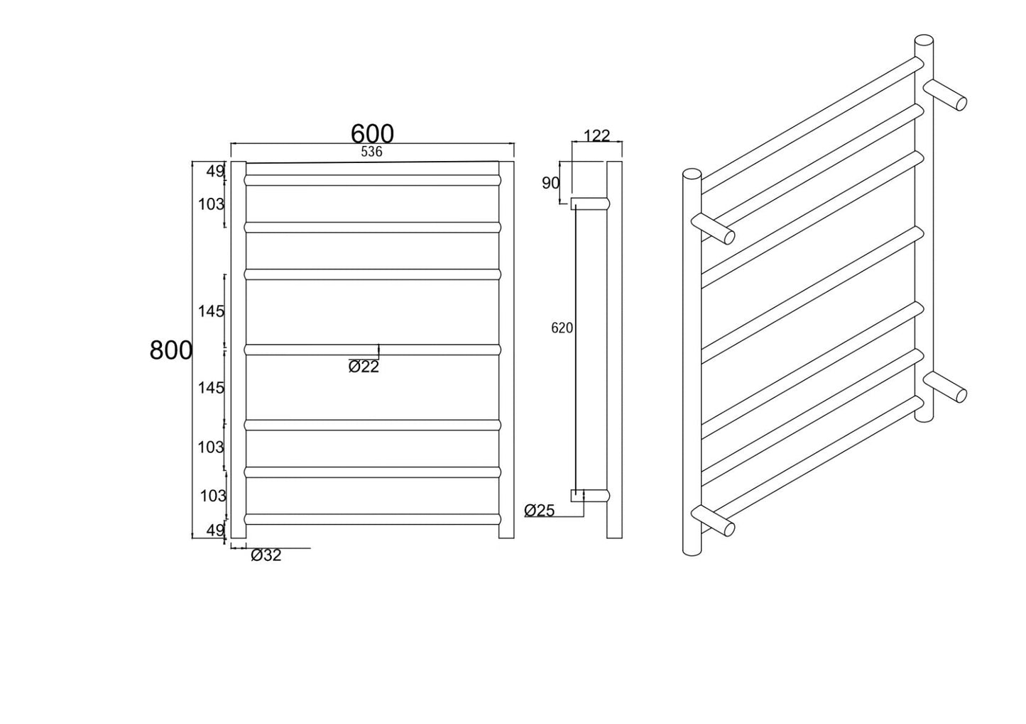CH07.R.HTR Chrome, Polished Chrome Round Wall Mounted Towel Warmer