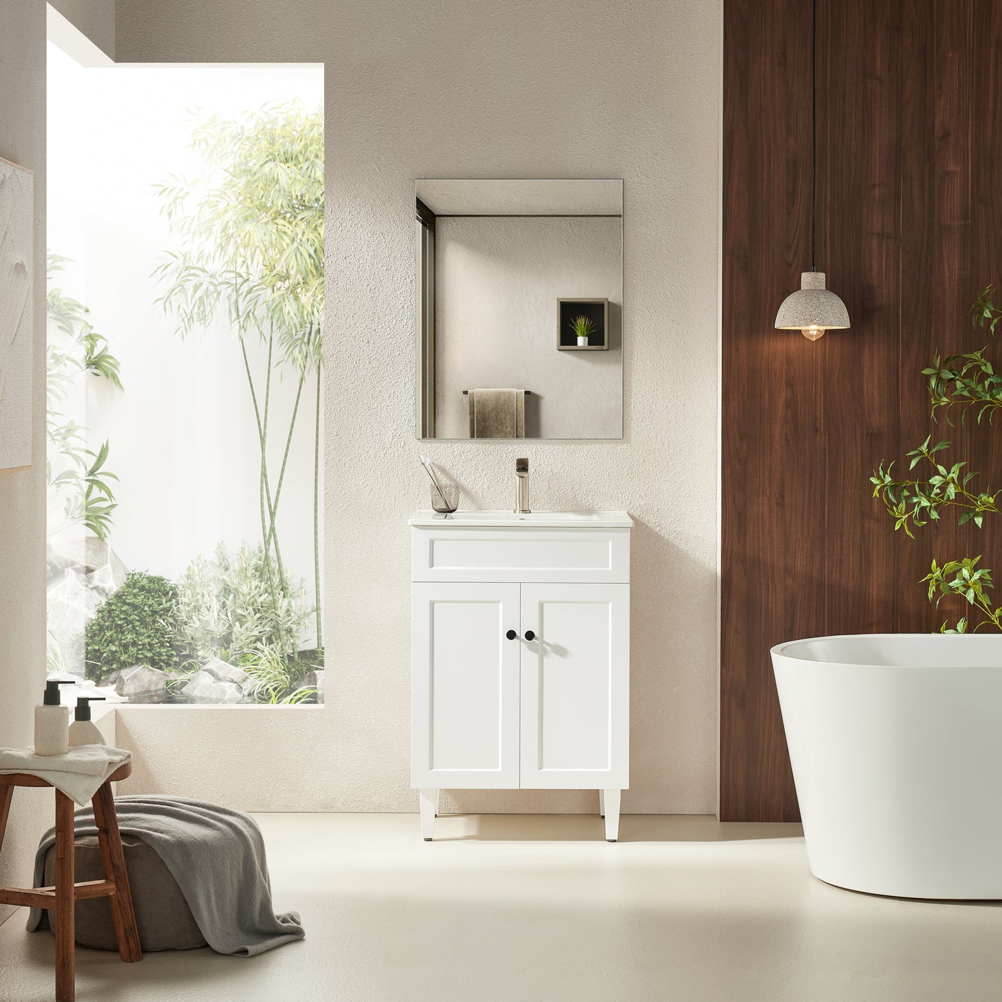 CH64L-MW Harrington Matte White Rectangular Free Standing Vanity