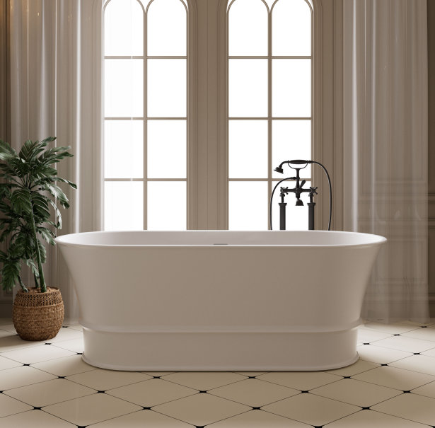 CHBT1500MW Harrington Matte White Oval Free Standing Bathtub