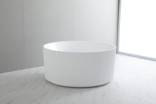 COGV1280GW-NF Como Groove Gloss White Round Free Standing Bathtub