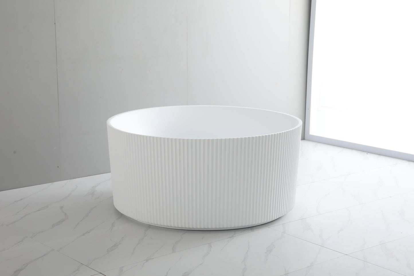 COGV1280MW-OF Como Groove Matte White Round Free Standing Bathtub