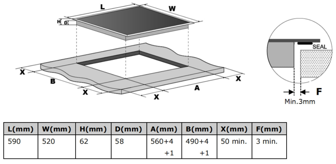 CY-IH609 Gloss Black Built In Cooktop