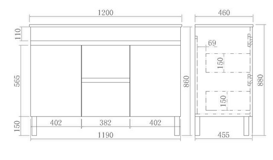 EV124DL-OAK Evie Wood Grain Oak Free Standing Vanity