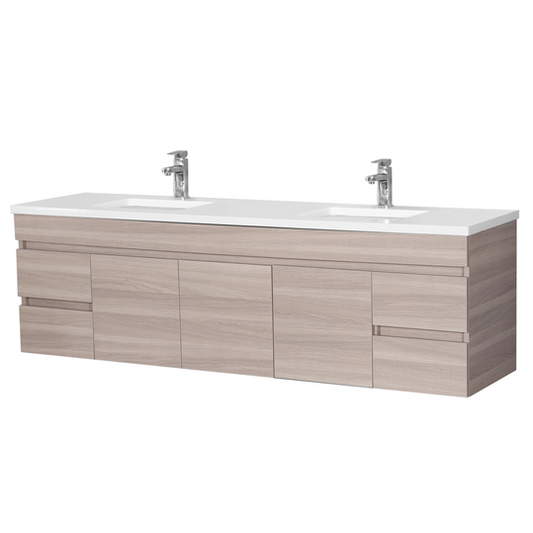 EV184WH-OAK Evie Wood Grain, PVC Filmed Oak Wall hung Vanity