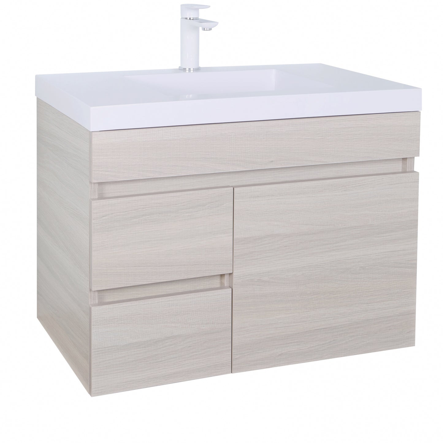 EV74LWH-OAK Evie Wood Grain Oak Wall hung Vanity