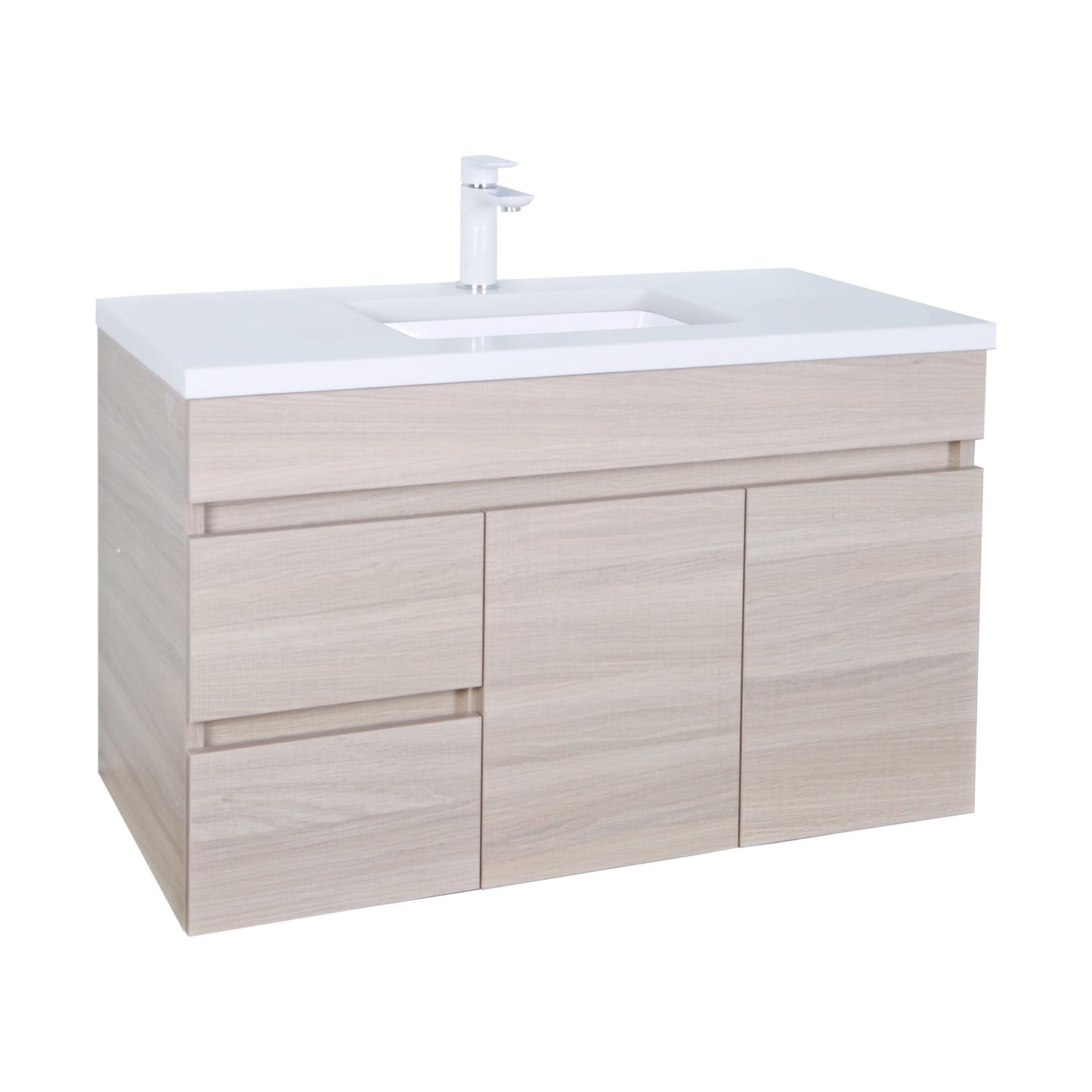 EV94LWH-OAK Evie Wood Grain Oak Rectangular Wall hung Vanity