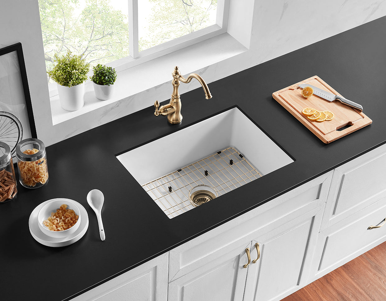 FCS677GW Camden Gloss White Rectangular Top/Undermount Sink