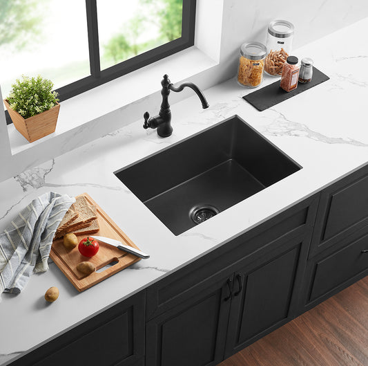 FCS677MB Camden Matte Black Rectangular Top/Undermount Sink