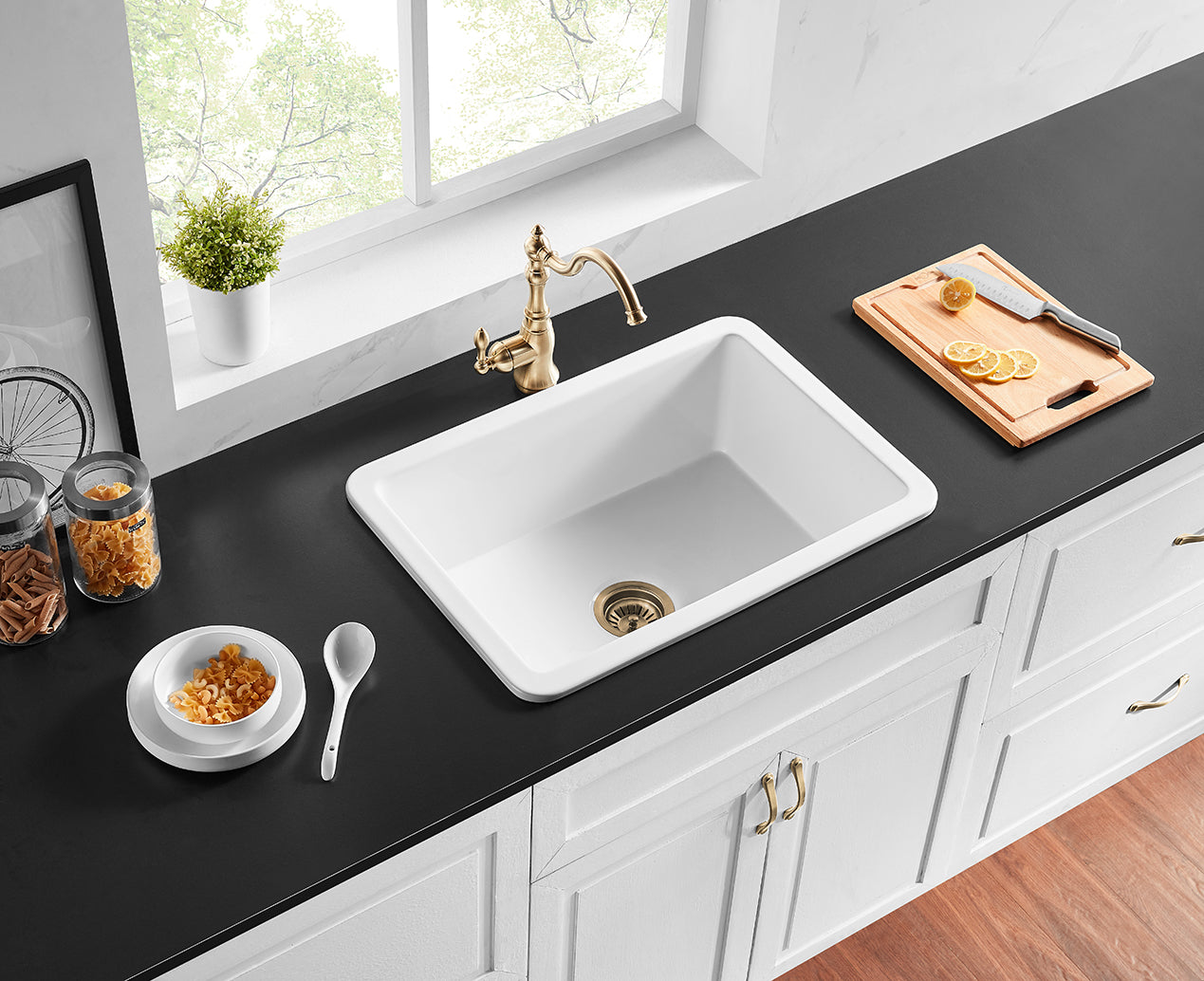 FCS810GW Camden Gloss White Rectangular Top/Undermount Sink
