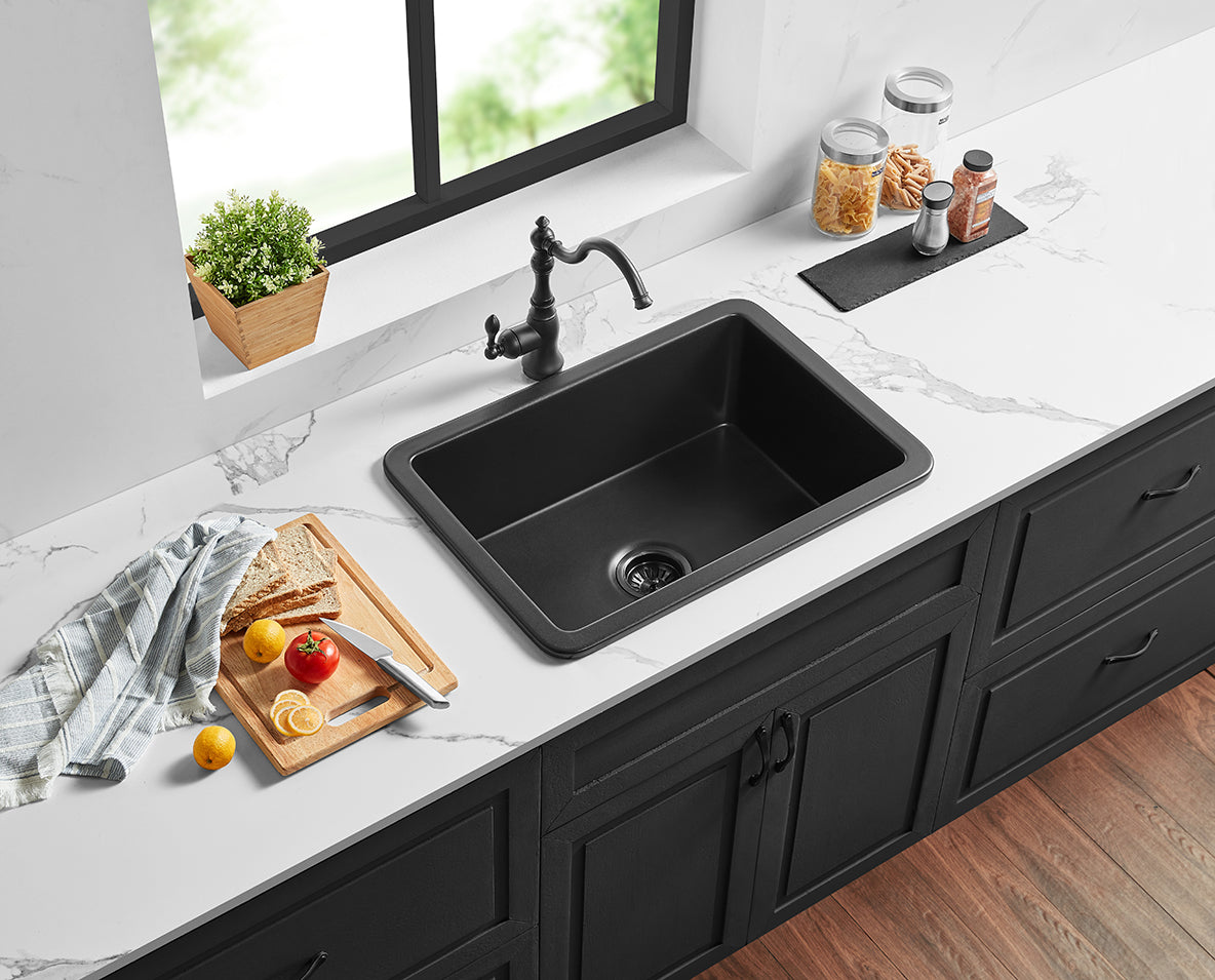 FCS810MB Camden Matte Black Rectangular Top/Undermount/Flush mount Sink