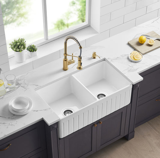 FCS828-D-GW Greenwich Gloss White Rectangular Farmhouse Sink