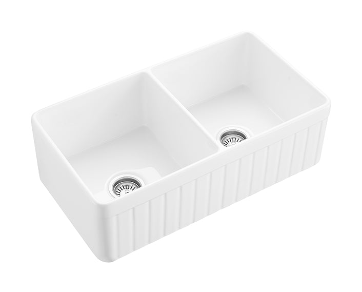 FCS828-D-GW Greenwich Gloss White Rectangular Farmhouse Sink