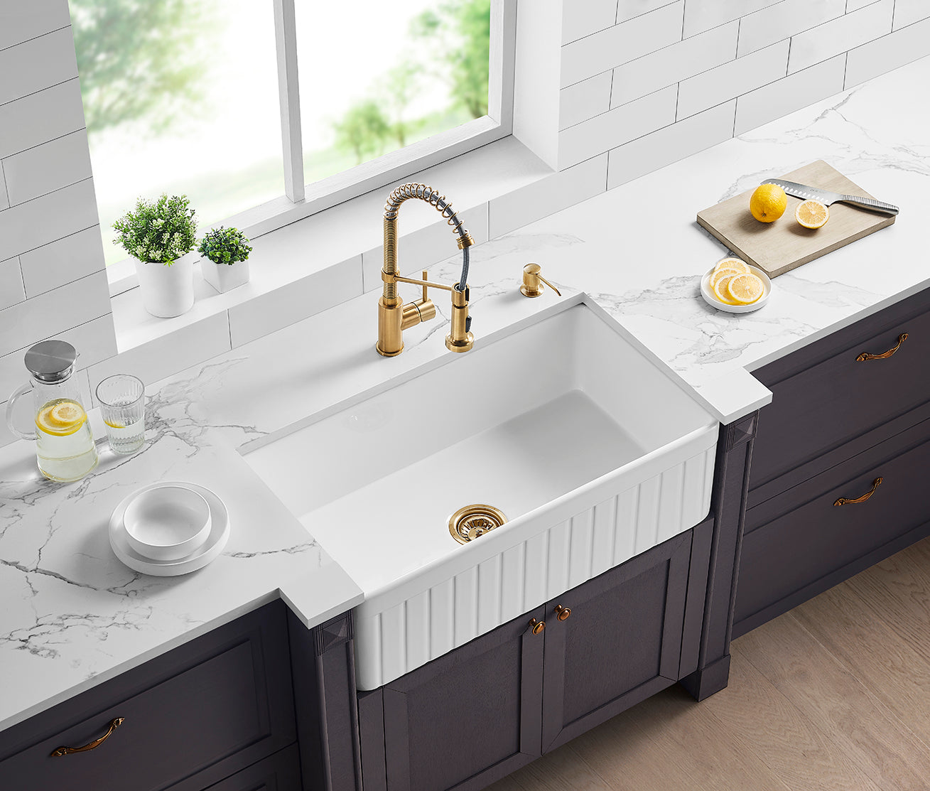 FCS828GW Greenwich Gloss White Rectangular Farmhouse Sink