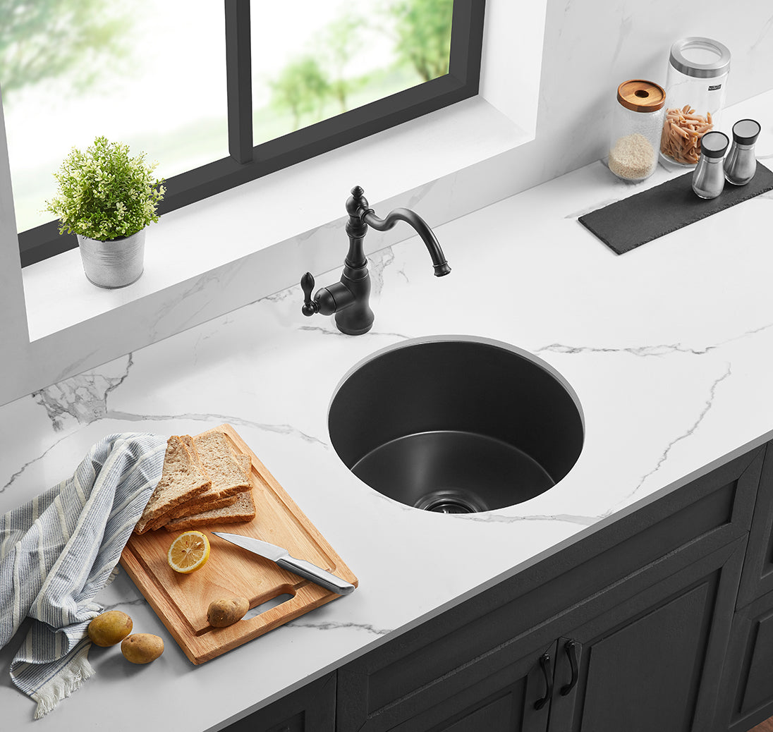 FCSR470MB Camden Matte Black Round Top/Undermount Sink