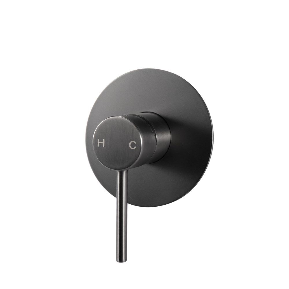 GM0126-2-80.ST LUCID PIN Gun Metal Gunmetal Grey Round Wall Mounted Wall Mixer