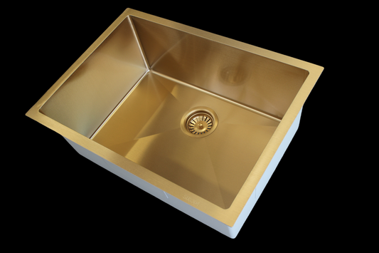 HMSB6245GOLD Nano coating (Golden) Golden Rectangular with R10 rounded corners Overmount, Undermount Kitchen Sink, Laundry Tub, Single Bowl
