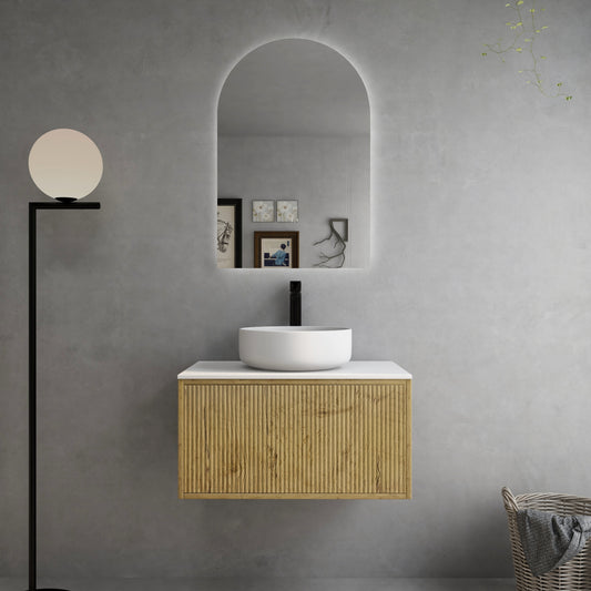 K75W-PO Bellevue Woodgrain, Thermolaminated Prime Oak Rectangular Wall Mounted Vanity