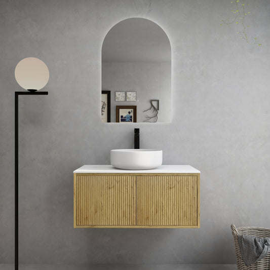 K95RW-PO Bellevue Woodgrain Prime Oak Rectangular Wall hung Vanity