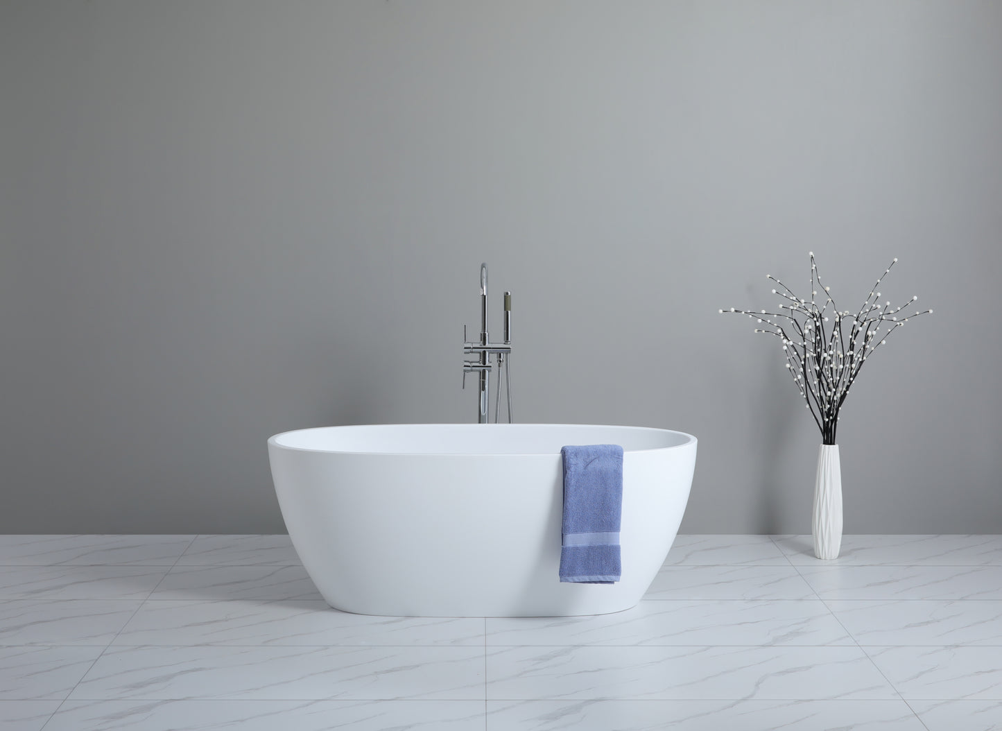 KBT-5-1500 Stella Gloss, Black Oval Free Standing Bathtub